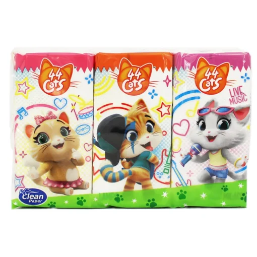 44 CATS FAZZOLETTI 6 PACCHETTI DA 9 FAZZOLETTI DECORATI 4 VELI