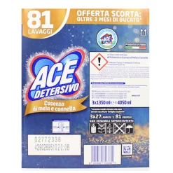ACE DETERSIVO LIQUIDO BUCATO LAVATRICE ESSENZA DI MELA E CANNELLA 3 PEZZI DA 27 LAVAGGI