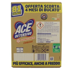 ACE DETERSIVO LIQUIDO LAVATRICE IGIENIZZANTE COLORATI 3 PEZZI DA 27 LAVAGGI