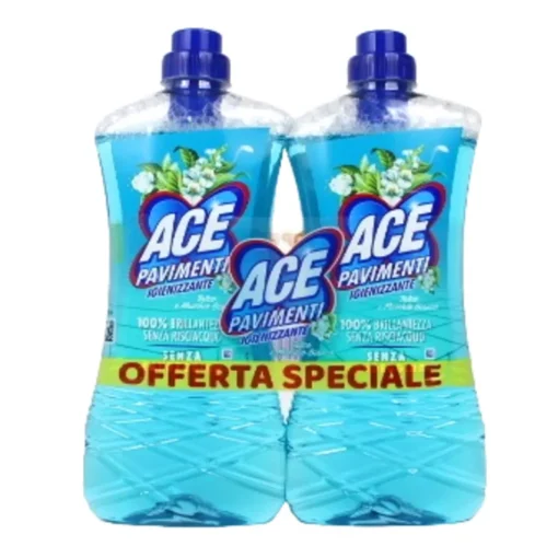 ACE PAVIMENTI IGIENIZZANTE SENZA CANDEGGINA TALCO e MUSCHIO BIANCO 1000 ML x 2 PEZZI