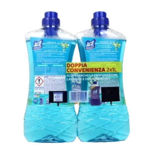 ACE PAVIMENTI IGIENIZZANTE SENZA CANDEGGINA TALCO e MUSCHIO BIANCO 1000 ML x 2 PEZZI
