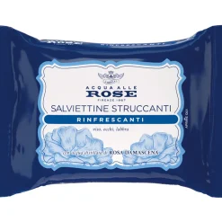 ACQUA ALLE ROSE 20 SALVIETTE STRUCCANTI RINFRESCANTI CON ACQUA DISTILLATA DI ROSA DAMASCENA