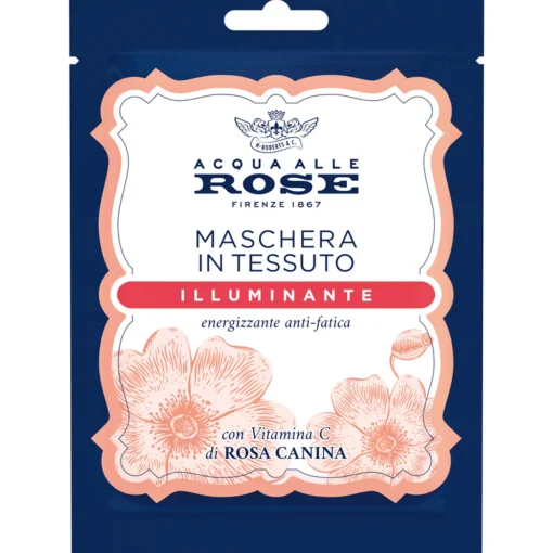ACQUA ALLE ROSE MASCHERA IN TESSUTO ILLUMINANTE ENERGIZZANTE ANTI FATICA CON VITAMINA C DI ROSA CANINA