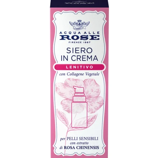 ACQUA ALLE ROSE SIERO IN CREMA LENITIVO CON COLLAGENE VEGETALE CON ESTRATTO DI ROSA CHINENSIS PER PELLI SENSIBILI 30 ML
