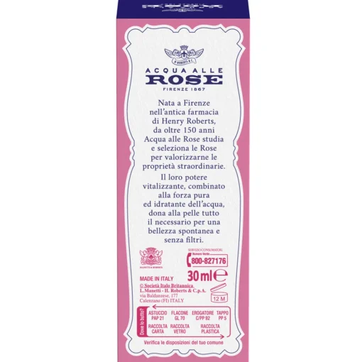 ACQUA ALLE ROSE SIERO IN CREMA LENITIVO CON COLLAGENE VEGETALE CON ESTRATTO DI ROSA CHINENSIS PER PELLI SENSIBILI 30 ML