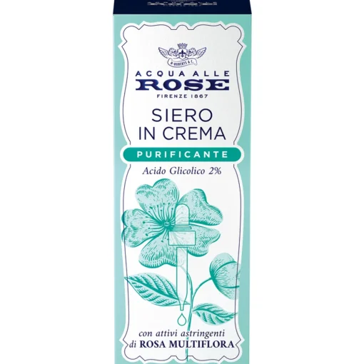 ACQUA ALLE ROSE SIERO IN CREMA PURIFICANTE ACIDO GLICOLICO 2% CON ATTIVI ASTRINGENTI DI ROSA MULTIFLORA 30 ML
