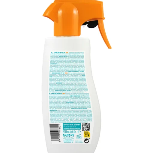 AGRADO SOLAR LOCION KIDS SPF50+ -LOZIONE- CON VITAMINA E RESISTENTE ALL'ACQUA TRIGGER 250 ML