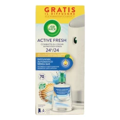 AIRWICK ACTIVE FRESH DIFFUSORE ELETTRICO AUTOMATICO COMPLETO BASE + RICARICA 228 ML + BATTERIE FRAGRANZA BREZZA MARINA e MAGNOLIA