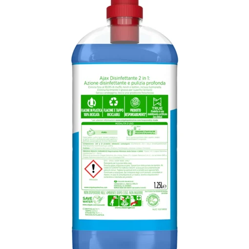 AJAX DETERSIVO PAVIMENTI DISINFETTANTE SENZA CANDEGGINA MULTI SUPERFICIE PMC 1,25 L