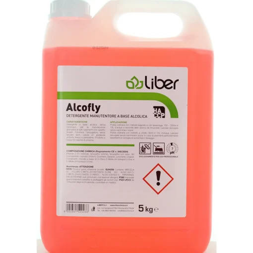 ALCOFLY DETERGENTE MANUTENTORE A BASE ALCOLICA HACCP TANICA 5 KG  LIBER