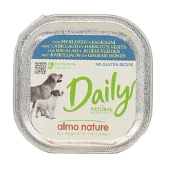 ALMO NATURE DAILY CANE MERLUZZOeFAGIOLINI VASCHETTA 100 Grammi