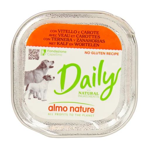 ALMO NATURE DAILY CANE VASCHETTA 100 GRAMMI CON VITELLO e CAROTE
