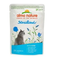 ALMO NATURE GATTO HOLISTIC STERILISED BUSTA CON MERLUZZO 70 grammi