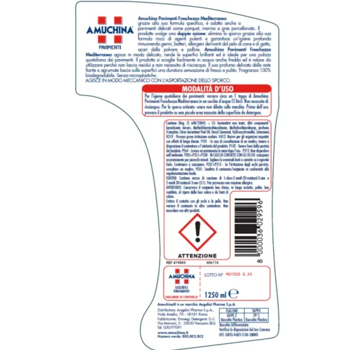 AMUCHINA PAVIMENTI SENZA RISCIACQUO SUPERFICI DELICATE FRESCHEZZA MEDITERRANA 1250 ML