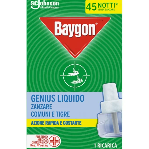BAYGON GENIUS INSETTICIDA ZANZARE RICARICA LIQUIDA 45 NOTTI