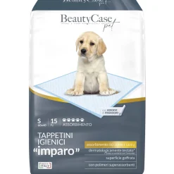 BEAUTY CASE PET TAPPETINI IGIENICI "IMPARO" PER ANIMALI 60x40 15 PEZZI CON ADESIVI DI FISSAGGIO