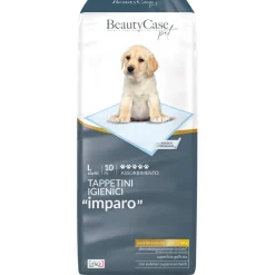 BEAUTY CASE PET TAPPETINI IGIENICI "IMPARO" PER ANIMALI 60x90 10 PZ. CON ADESIVI PER FISSAGGIO AL PAVIMENTO