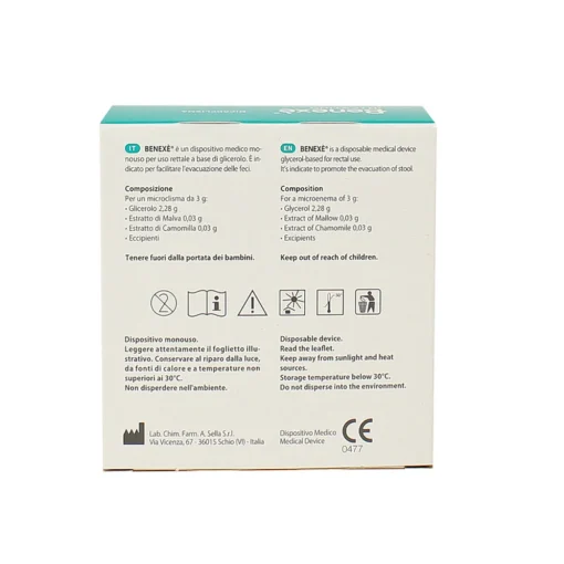 BENEXE' INTESTINO 6 MICROCLISMI PER BAMBINI DA 3 grammi CON GLICEROLO, MALVA E CAMOMILLA