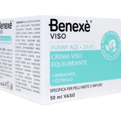 BENEXE' VISO CREMA EQUILBRANTE FUNNY AGE 20-30 CON BAVA DI LUMACA, BAKUCHIOL, CETRIOLO PELLI MISTE E IMPURE VASO 50 ML