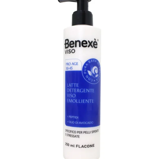 BENEXE' VISO LATTE DETERGENTE EMOLLIENTE PRO AGE 30-45 PELLI SPENTE E STRESSATE PUMP 250 ML