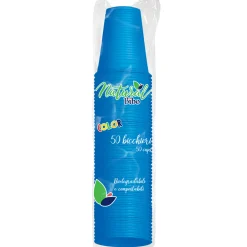 BIBO NATURAL 50 BICCHIERI AZZURRI 200cc BIODEGRADABILI e COMPOSTABILI