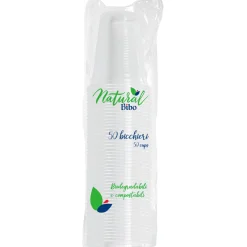 BIBO NATURAL 50 BICCHIERI PLASTICA TRASPARENTE BIODEGRADABILI E COMPOSTABILI 200 ML