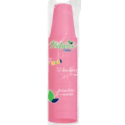 BIBO NATURAL 50 BICCHIERI ROSA 200cc BIODEGRADABILI E COMPOSTABILI