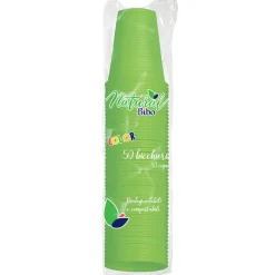 BIBO NATURAL 50 BICCHIERI VERDI 200cc BIODEGRADABILI E e COMPOSTABILI