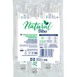 BIBO NATURAL 50 BIS FORCHETTA - COLTELLO - TOVAGLIOLO 29x29 BIODEGRADABILI E COMPOSTABILI