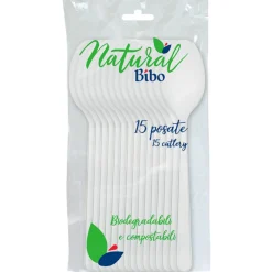 BIBO NATURAL 15 CUCCHIAI BIODEGRADABILI E COMPOSTABILI