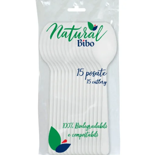 BIBO NATURAL 15 CUCCHIAI BIODEGRADABILI E COMPOSTABILI