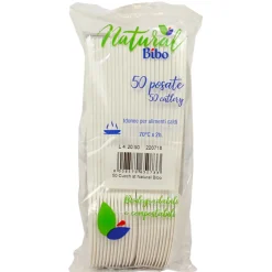 BIBO NATURAL 50 CUCCHIAI BIODEGRADABILI E COMPOSTABILI