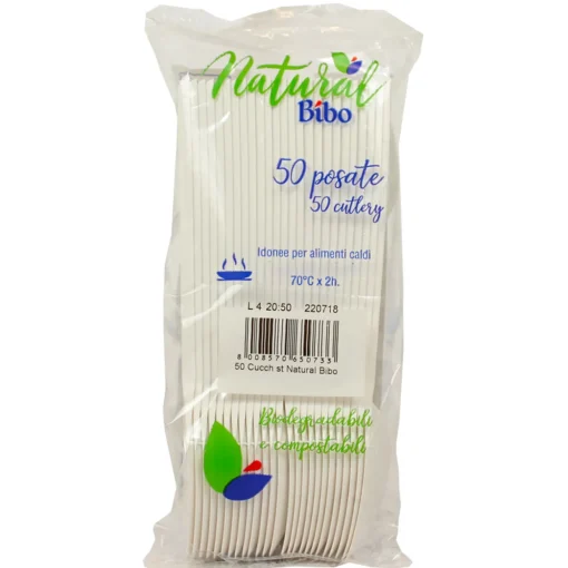 BIBO NATURAL 50 CUCCHIAI BIODEGRADABILI E COMPOSTABILI