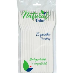BIBO NATURAL 15 FORCHETTE 100% BIODEGRADABILI E COMPOSTABILI