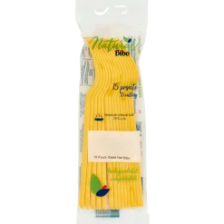 BIBO NATURAL 15 FORCHETTE BIODEGRADABILI e COMPOSTABILI GIALLE
