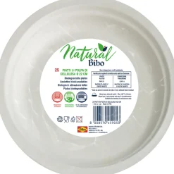 BIBO NATURAL 25 PIATTI BIODEGRADABILI E COMPOSTABILI DM 22 cm