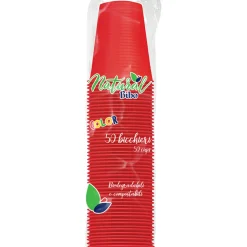 BIBO NATURAL COLOR BICCHIERI ROSSI 200cc BIODEGRADABILI e COMPOSTABILI 50 PEZZI