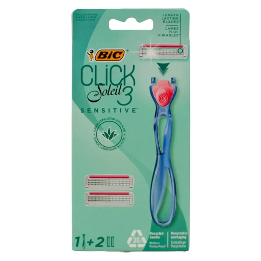 BIC RASOIO CLICK SOLEIL SENSITIVE 3 MANICO + 2 RICARICHE