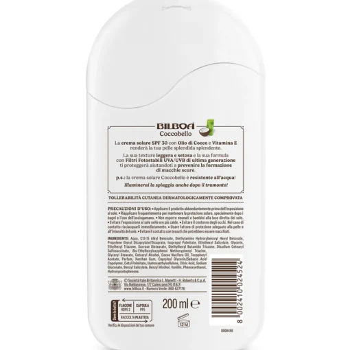 BILBOA COCCOBELLO CREMA SOLARE SPF30 PROTEZIONE ALTA CON OLIO DI COCCO 200 ML