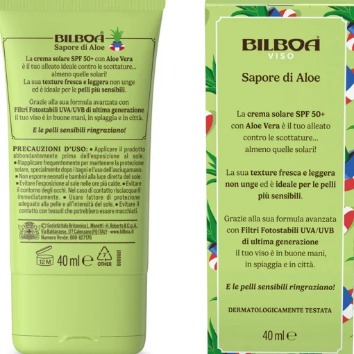BILBOA SAPORE DI ALOE SOLARE VISO SPF50+ PROTEZIONE MOLTO ALTA 40 ML