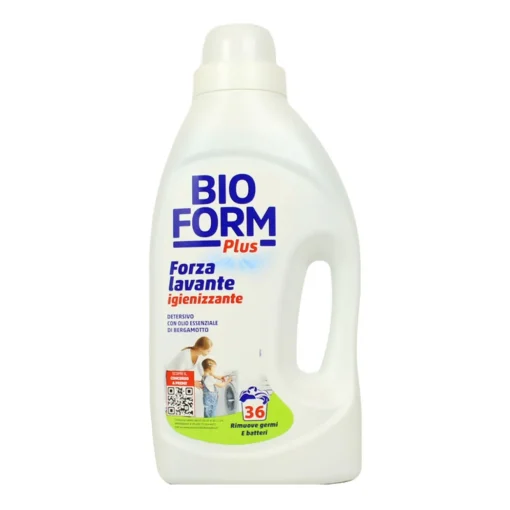 BIOFORM PLUS DETERSIVO IGIENIZZANTE LIQUIDO BUCATO LAVATRICE OLIO ESSENZIALE DI BERGAMOTTO 36 LAVAGGI 1625 ML.