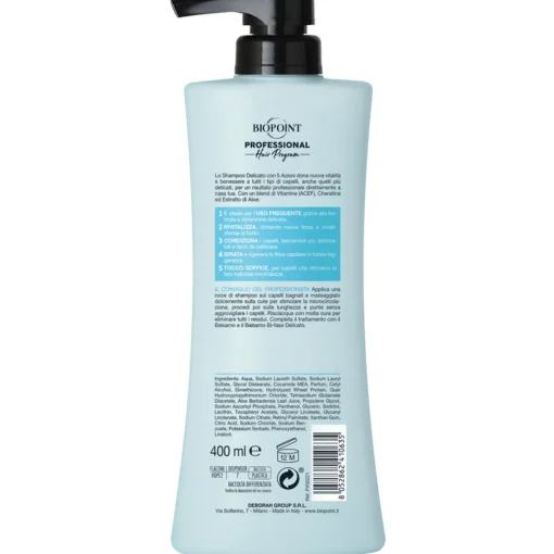 BIOPOINT PROFESSIONAL DELICATO SHAMPOO 5 AZIONI ULTRA MORBIDEZZA TUTTI I TIPI DI CAPELLI 400 ML