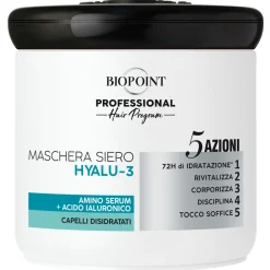 BIOPOINT PROFESSIONAL MASCHERA SIERO HYALU-3 5 AZIONI CAPELLI DISIDRATATI AMINO SERUM+ACIDO IALLURONICO 400 ML