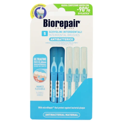 BIOREPAIR 5 SCOVOLINI INTERDENTALI CILINDRICI ISO 0 ULTRA FINI 0.60 MM SPAZIO INTERDENTALE