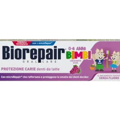 BIOREPAIR DENTIFRICIO BIMBI 0-6 ANNI PROTEZIONE CARIE DENTI DA LATTE SENZA FLUORO CON ESTRATTO DI UVA 50 ML