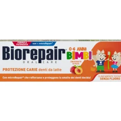BIOREPAIR DENTIFRICIO BIMBI 0-6 ANNI PROTEZIONE CARIE DENTI DA LATTE SENZA FLUORO CON ESTRATTO DI PESCA 50 ML