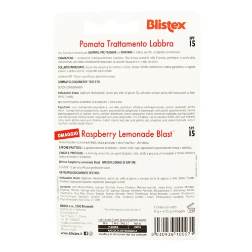 BLISTEX POMATA TUBETTO 6 GRAMMI+STICK RASPBERRY LEMONADE 4,25 GRAMMI