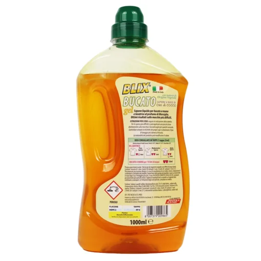 BLIX GEL BUCATO A MANO E LAVATRICE A BASE DI OLIO DI COCCO 20 LAVAGGI 1000 ML