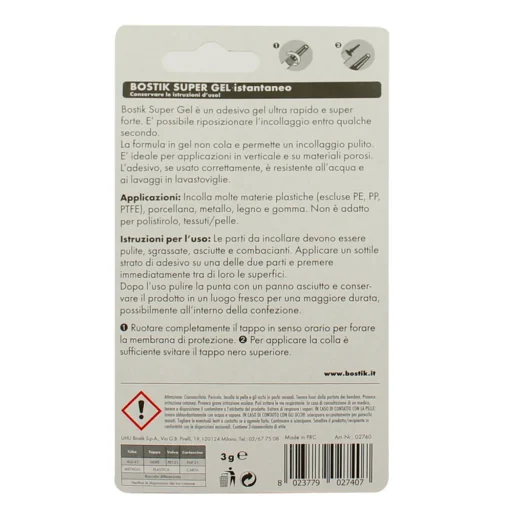 BOSTIK SUPER GEL ADESIVO ISTANTANEO 3 grammi IN CRAVATTA