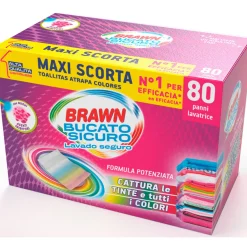 BRAWN BUCATO SICURO 80 PANNI CATTURA TINTE E COLORI PER LAVATRICE